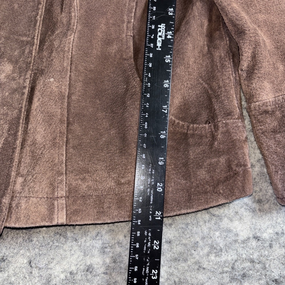 Y2K Live A Little Leather Jacket Women's Small Brown Button Up Wide Sleeves - Picture 6 of 10
